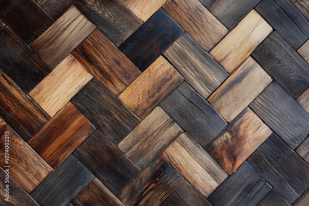 Poster wooden parquet flooring in herringbone pattern. this image can be used for design projects or as a b