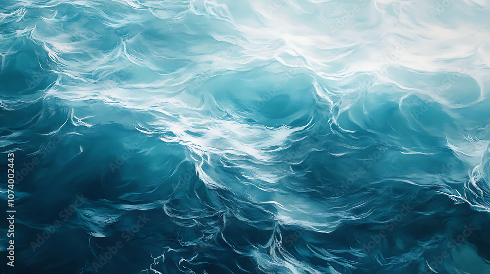 Poster tranquil turquoise water texture with soft blurred effect abstract ocean background watercolor illus