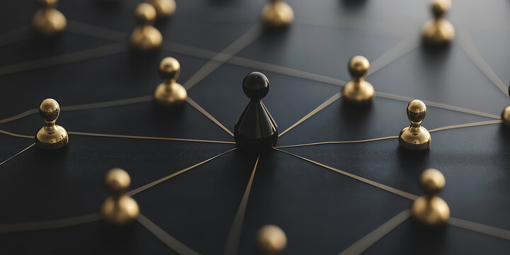 Black ceo managing golden team members in a network visualization