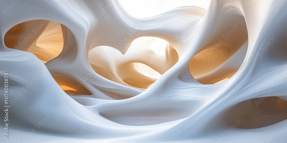 Aufkleber abstract white and gold shapes creating a modern and elegant design