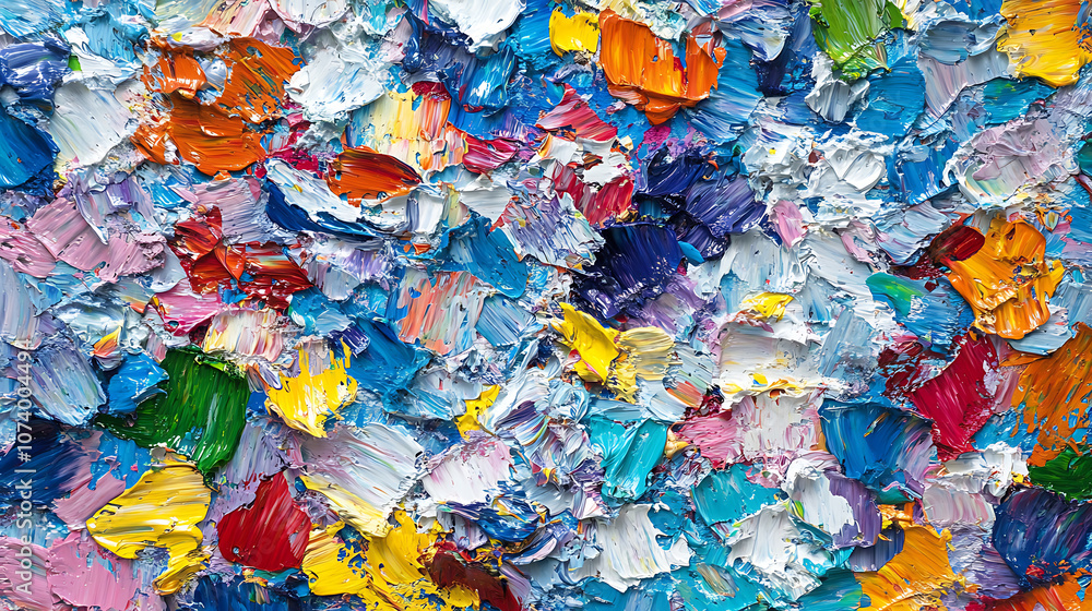 Aufkleber vibrant abstract rough colorful multicolored art painting texture with energetic oil brushstrokes an