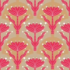 Abstract floral seamless retro flower pattern for fabrics and linens