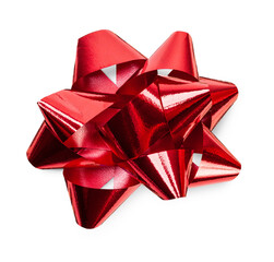 Red Gift Bow with Shadow Isolated Ready for Your Present. Transparent PNG.