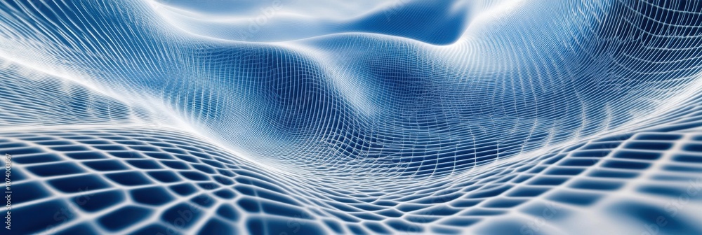 Leinwandbilder the abstract background features intertwined blue and white lines forming a captivating 3d network p