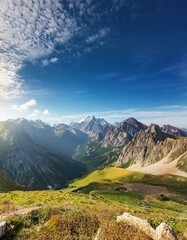 Fototapeta premium Mountain range under a blue sky