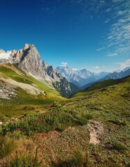 Fototapeta premium Mountain landscape with a blue sky