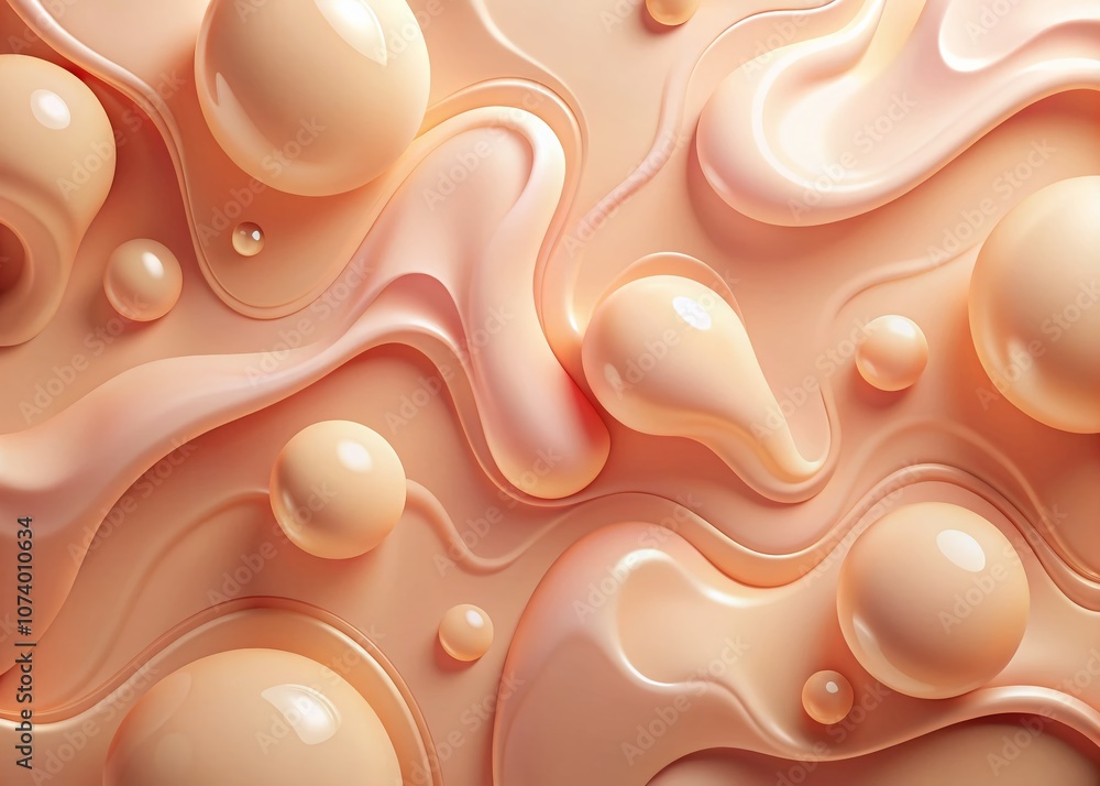 Aufkleber abstract background in soft peach color palette featuring fluid shapes and textures for modern desig