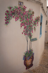 corner with a drawing of an iconic plant of the town of altea