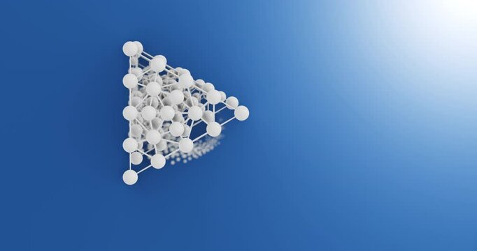 White balloon design rotates on blue background, looped animation, screensaver, business, technology, science