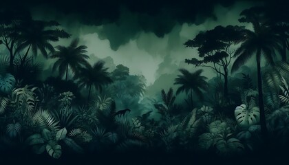  Deep green watercolor background inspired by dense jungle foliage