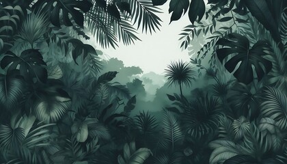  Deep green watercolor background inspired by dense jungle foliage