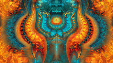 Obraz premium Mystical sacred geometry artwork intricate patterns cosmic energy visualization radiant colors spiritual symbolism. Arcane. Illustration