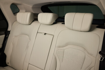 Fototapeta premium Car back seat with headrest and arm rest, a comfortable automotive fixture