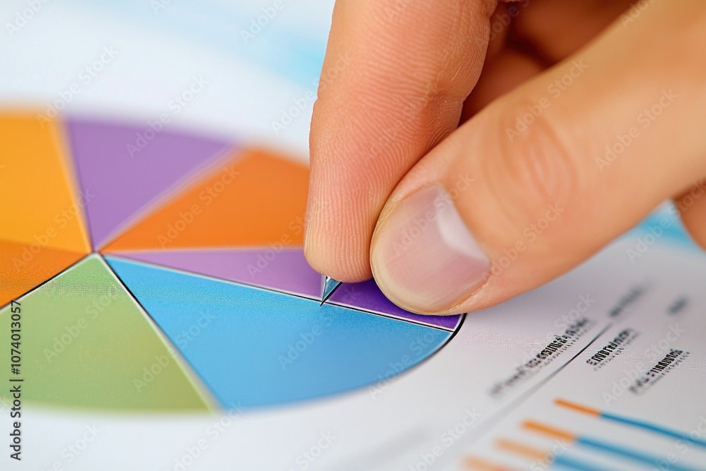 Aufkleber Finger Pointing at a Segment of a Colorful Pie Chart