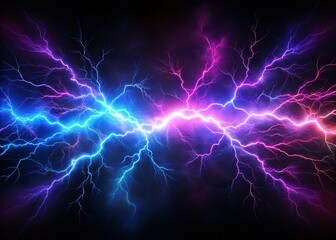 Abstract Purple and Blue Lightning Strikes on a Transparent Background, Perfect for Creative Projects and Artworks Featuring Dynamic Energy and Colorful Visuals