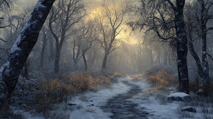 Fototapeta premium Snowy Forest Path
