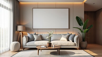Modern Living Room with Sectional Couch and Warm Ambiance