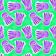 Summer animals seamless octopus pattern for wrapping paper and kids