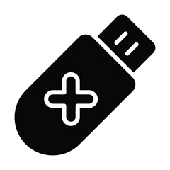 Simple Flash Drive glyph icon. The icon can be used for websites, print templates, presentation templates, illustrations, etc