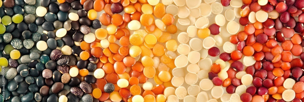Aufkleber An array of colorful beans, lentils, and seeds is artistically arranged, showcasing their varied shapes and hues. Generative AI