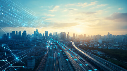 Fototapeta premium Holographic terrain model showcasing advanced GIS geodata mapping concept in a futuristic digital environment