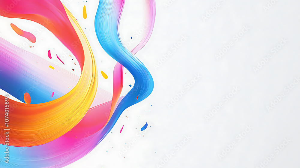 Aufkleber A minimalist and simple illustration of colorful lines flowing in the shape of an arrow, representing creativity and innovation for design branding on a white background with copy space