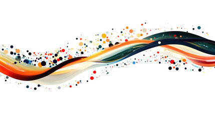 A modern, abstract digital art piece featuring two curved lines with multiple color streaks and dots, representing the flow of big data