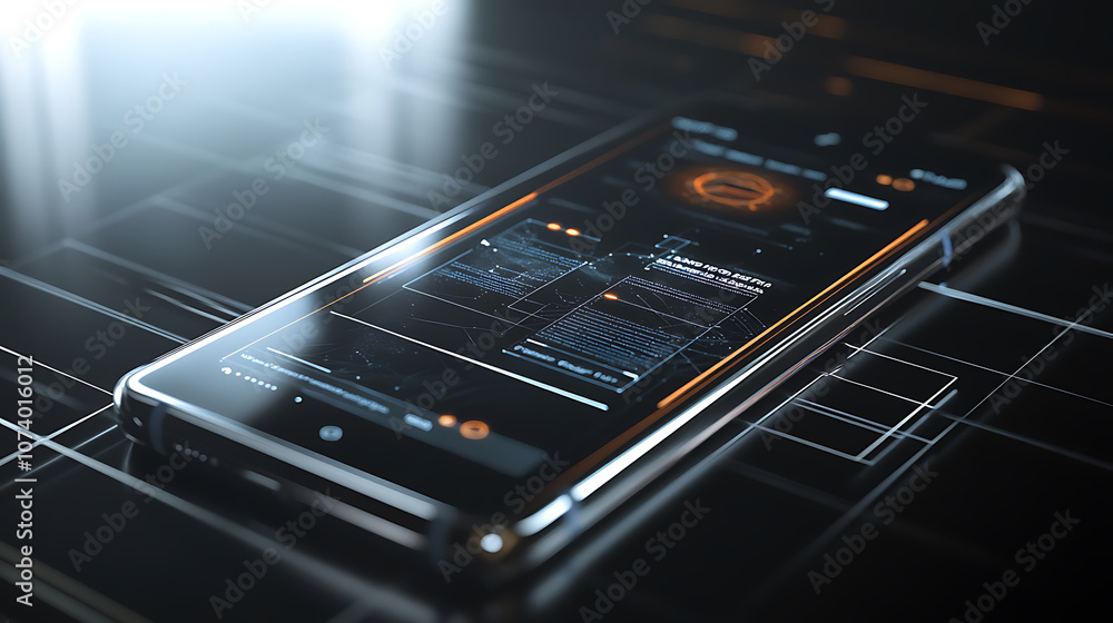 Fototapete A modern smartphone showcasing advanced artificial intelligence integration, highlighting the seamless AI usage in everyday mobile functions and applications
