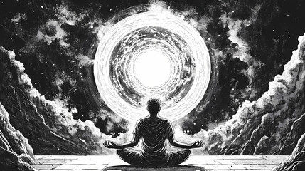 Transcendental meditation and concentration. Arcane. Illustration