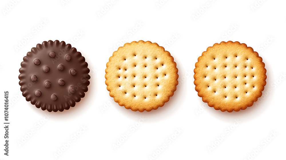 Aufkleber a realistic vector set of crispy cracker cookies isolated on a white background, illustrating salty,