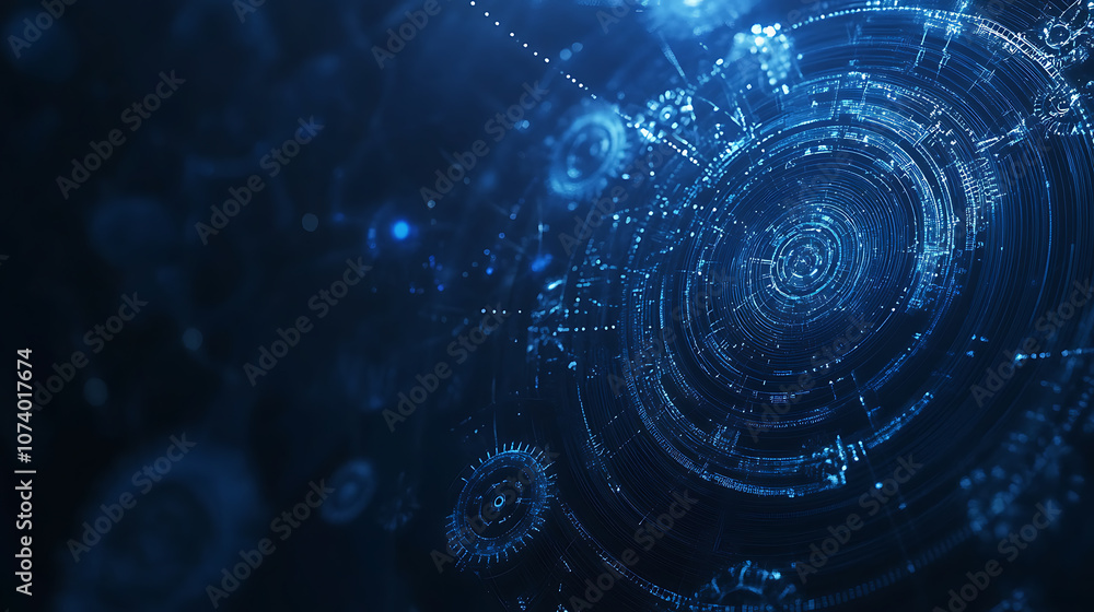 Poster abstract blue arrow background with digital grid and light effect for technology concept design