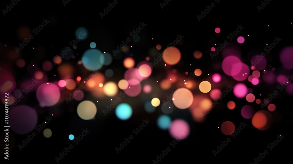 Poster abstract bokeh lights set against a smooth gradient black background