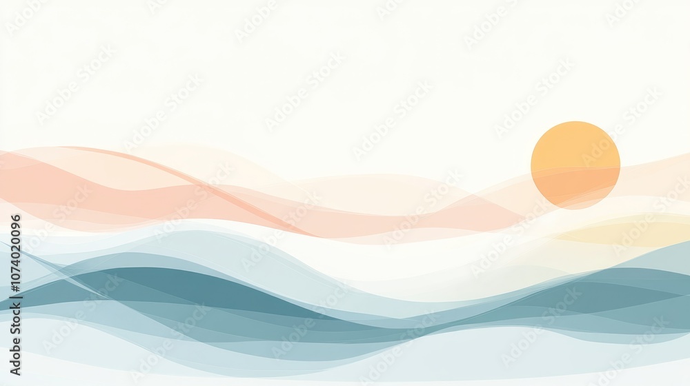 Poster minimalist spring summer abstract background with horizontal line art shapes in pastel colors spring