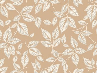 Elegant seamless silver leaves wallpaper design for luxurious interiors, interior design, home decor