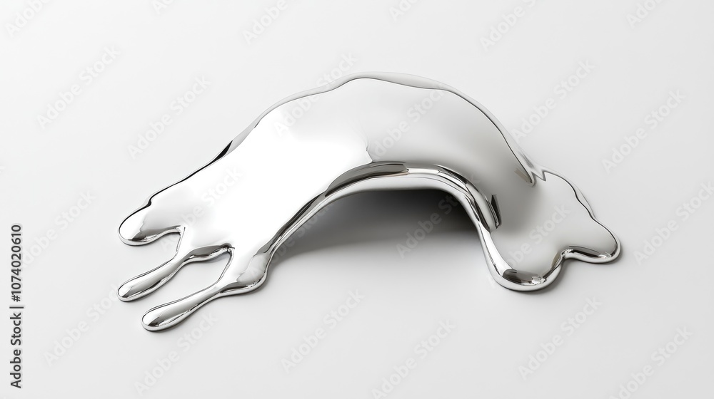 Aufkleber liquid silver chrome blob melting and dripping 3d render of mercury like substance drops or puddle o