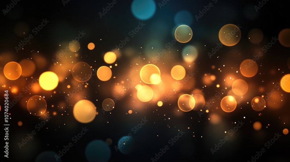 Poster abstract bokeh lights set against a smooth gradient black background