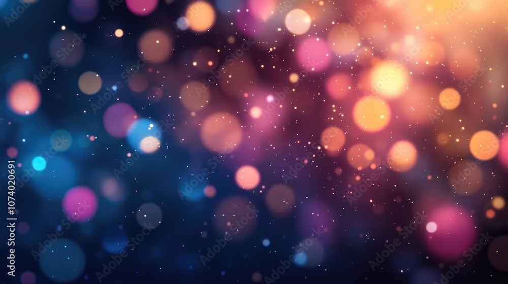 Poster abstract bokeh lights set against a smooth gradient black background