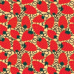 Summer fruit seamless strawberry berry pattern for wrapping paper and fabrics