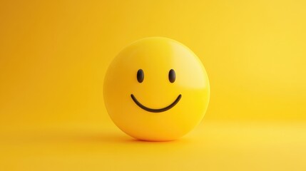 Fototapeta premium Vector Cheerful Yellow Smiling Face Illustration 3D Positive Emotion Happiness And Joy Expression 3D Rendered Graphic