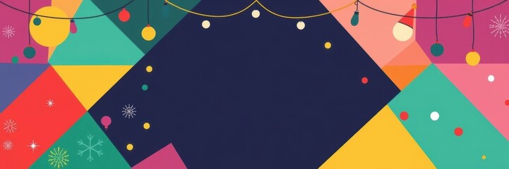 Modern and stylish Christmas party invitation poster background featuring geometric shapes, abstract patterns, and vibrant colors, modern, Christmas