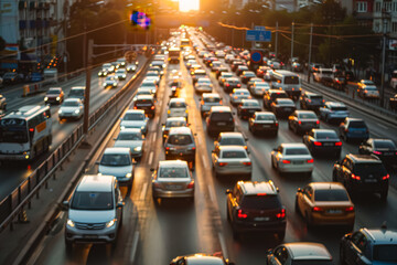 Busy city street with lots of traffic and lights.