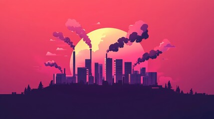 Eco Friendly Factories And Pipe Emissions Over Earth Globe Showing Environmental Awareness And Sustainable Business Practices