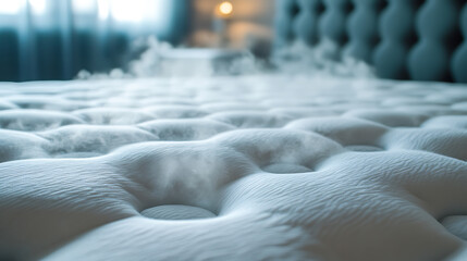 Obraz premium Effective steam cleaning disinfect mattresses, improving bedroom hygiene