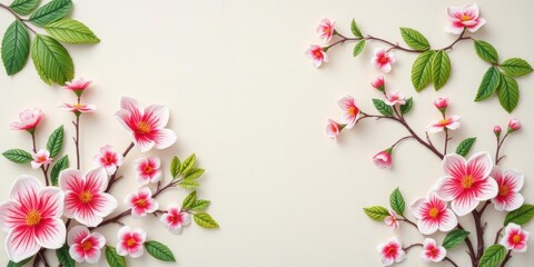 Fototapeta premium Peach cherry blossom flower pattern design element with delicate petals and soft colors, spring, nature