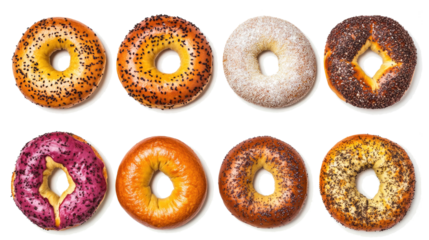 Colorful Assorted Donuts on a Clear Background Generative AI