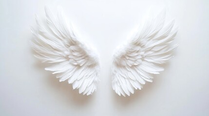 Feathered Angel Wings Made From White Feathers Forming Fluffy Celestial Wings Icon Or Frame Isolated On White Background