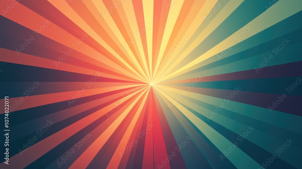 Poster abstract painting with vibrant light rays creating a star effect in the center gradient colors emana