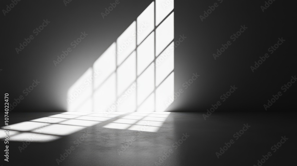 Poster blurred abstract background of black and white studio screen with cast shadows and gradient lighting