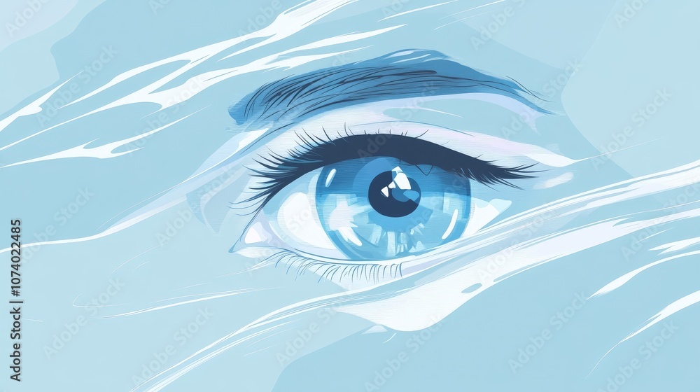 Poster digital close up of an eye global data protection visualization of data streams light blue tones art