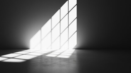 Fototapeta premium Blurred Abstract Background Of Black And White Studio Screen With Cast Shadows And Gradient Lighting For Showcasing Images Or Products
